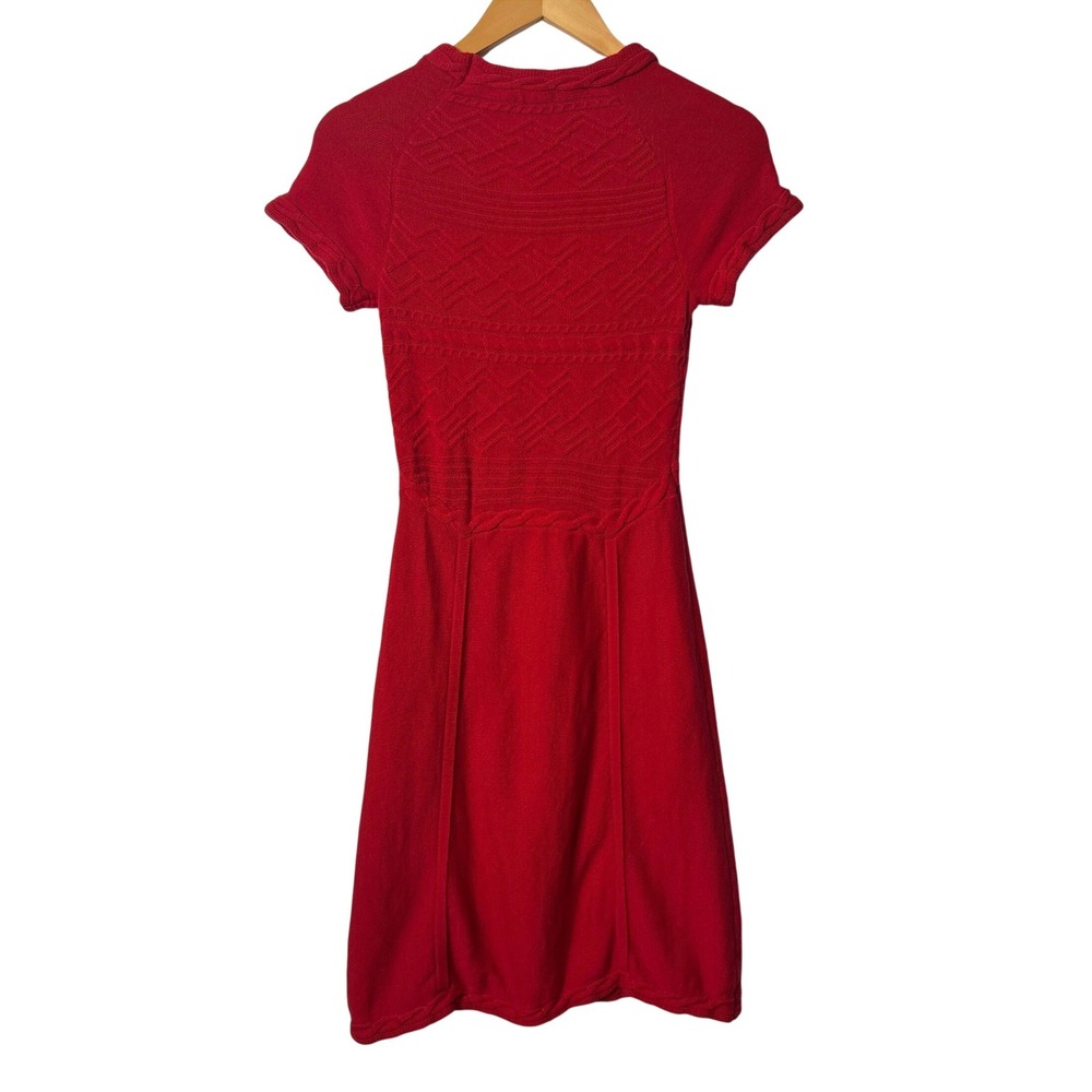 Athleta Alta Sweater Dress XS Red Organic Cotton Wool Braided Twee Collegiate - Picture 2 of 15